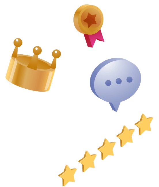 star icons and a crown